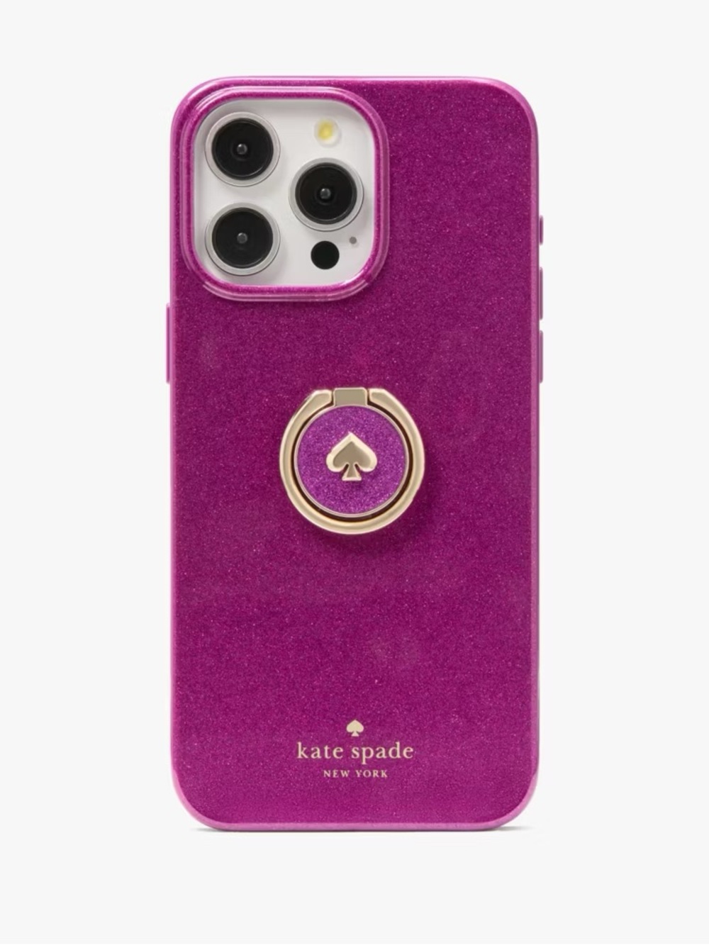 kate spade Magenta Glitter Phone Case with Gold Ring Accent
